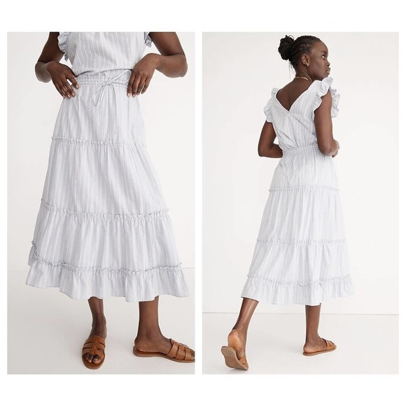 Madewell Dresses & Skirts - Madewell Striped Pull-On Ruffle Tiered Maxi Skirt (L)